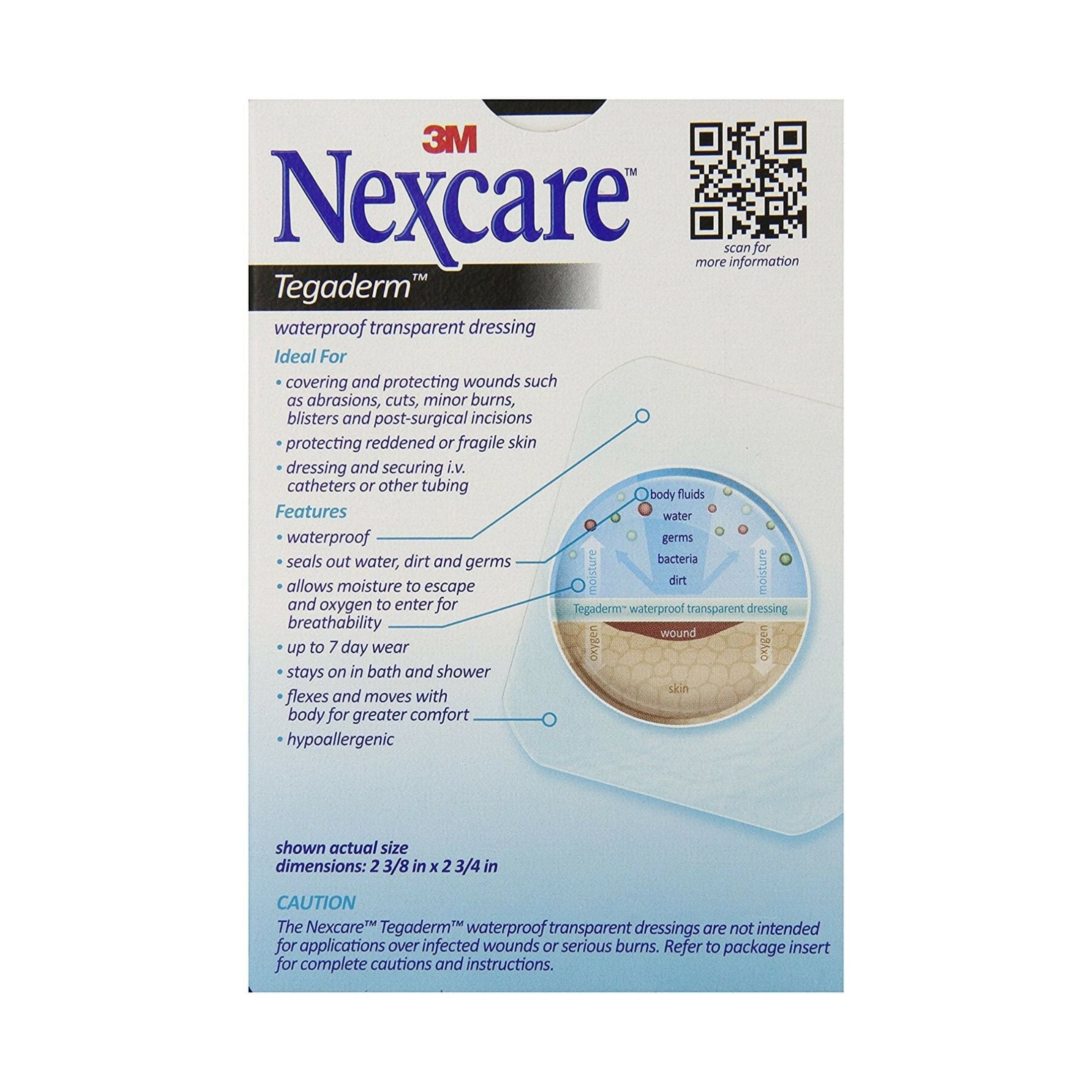 Nexcare Tegaderm Waterproof Transparent Sterile Dressings Latex Free 4 Ct