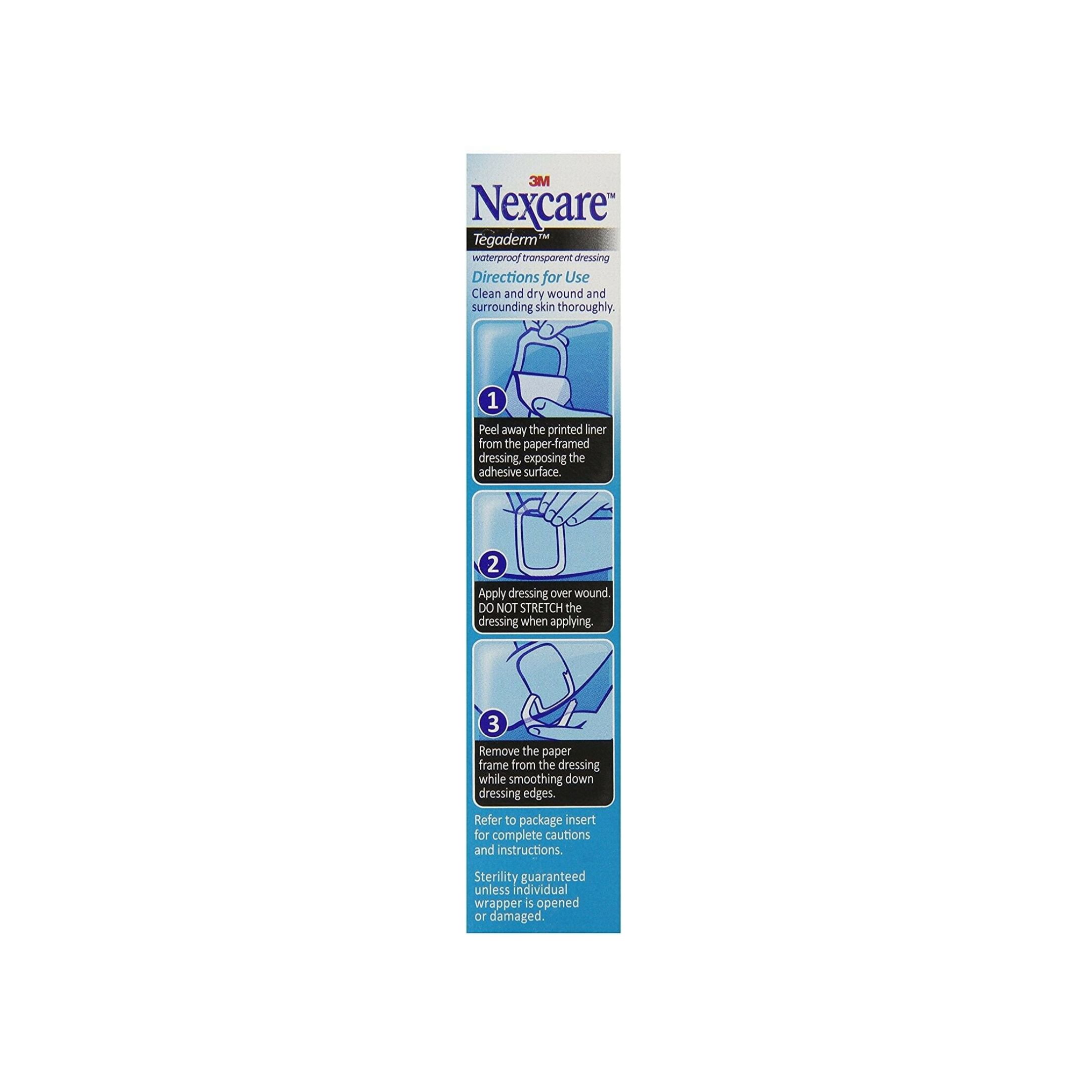 Nexcare Tegaderm Waterproof Transparent Sterile Dressings Latex Free 4 Ct