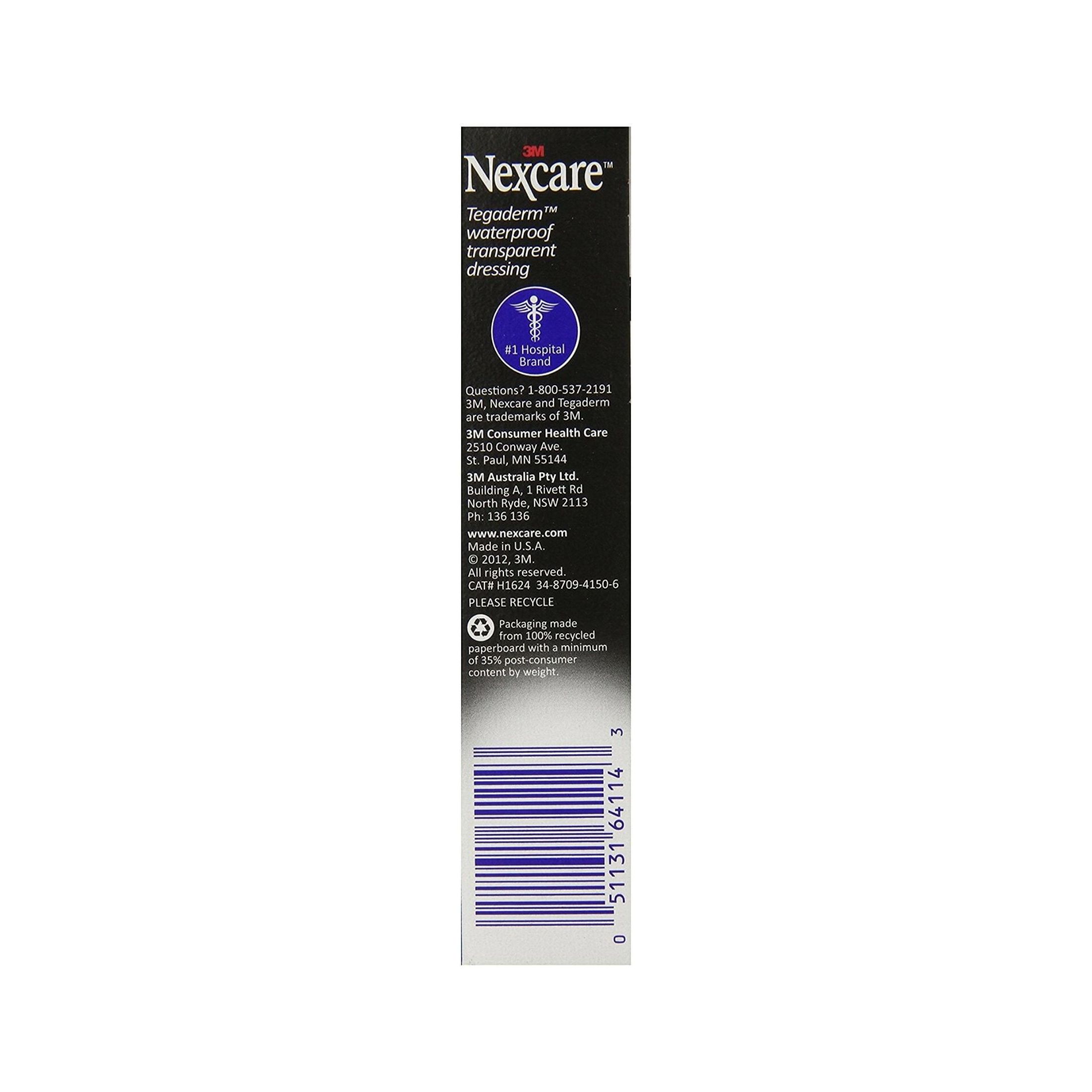 Nexcare Tegaderm Waterproof Transparent Sterile Dressings Latex Free 4 Ct