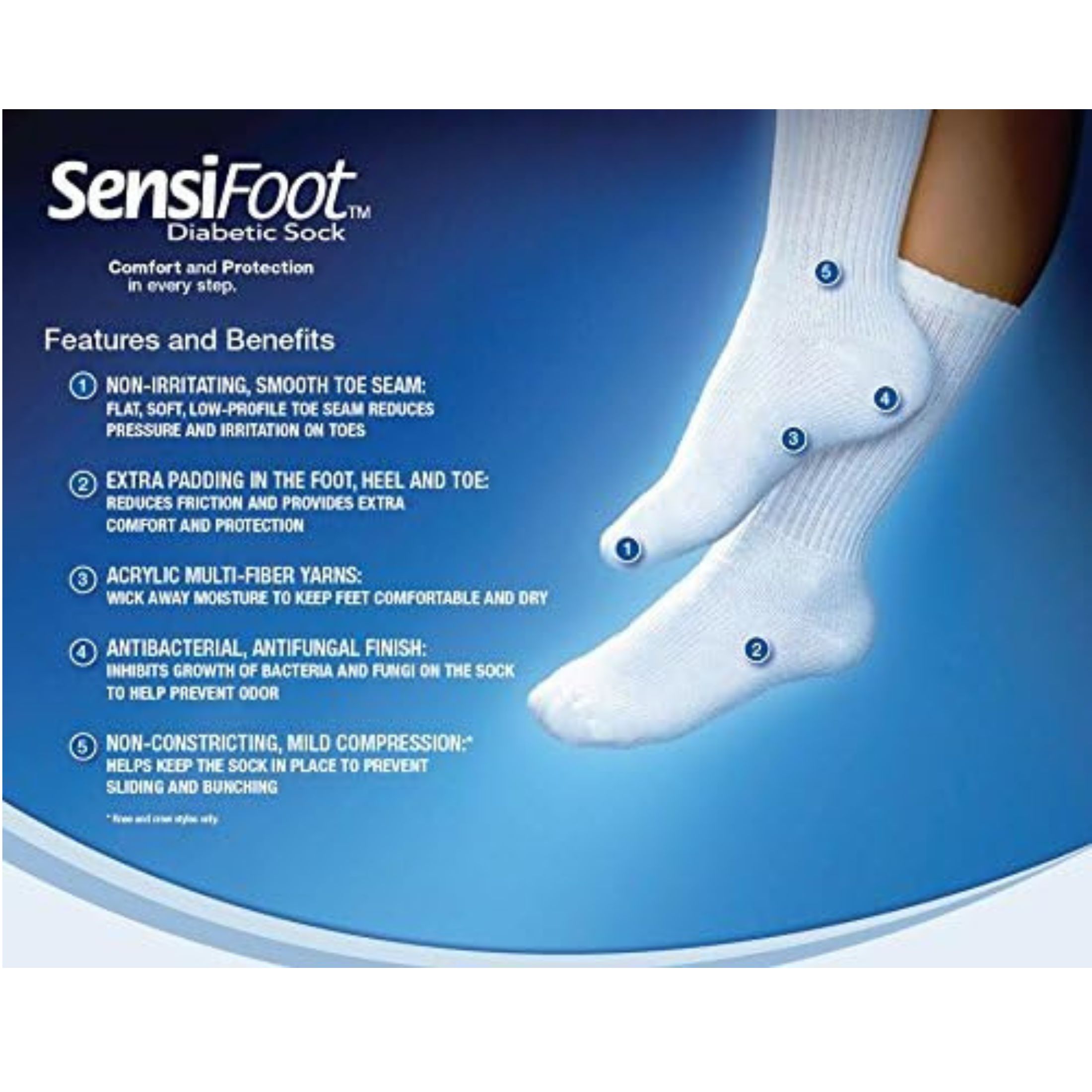Jobst Sensifoot Diabetic Compression Socks Crew White Large