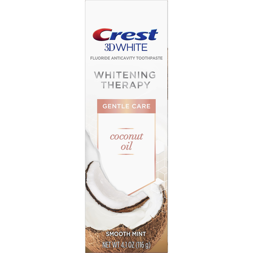 Crest 3D White Toothpaste, Fluoride Anticavity, Coconut Oil, Whitening Therapy, Smooth Mint