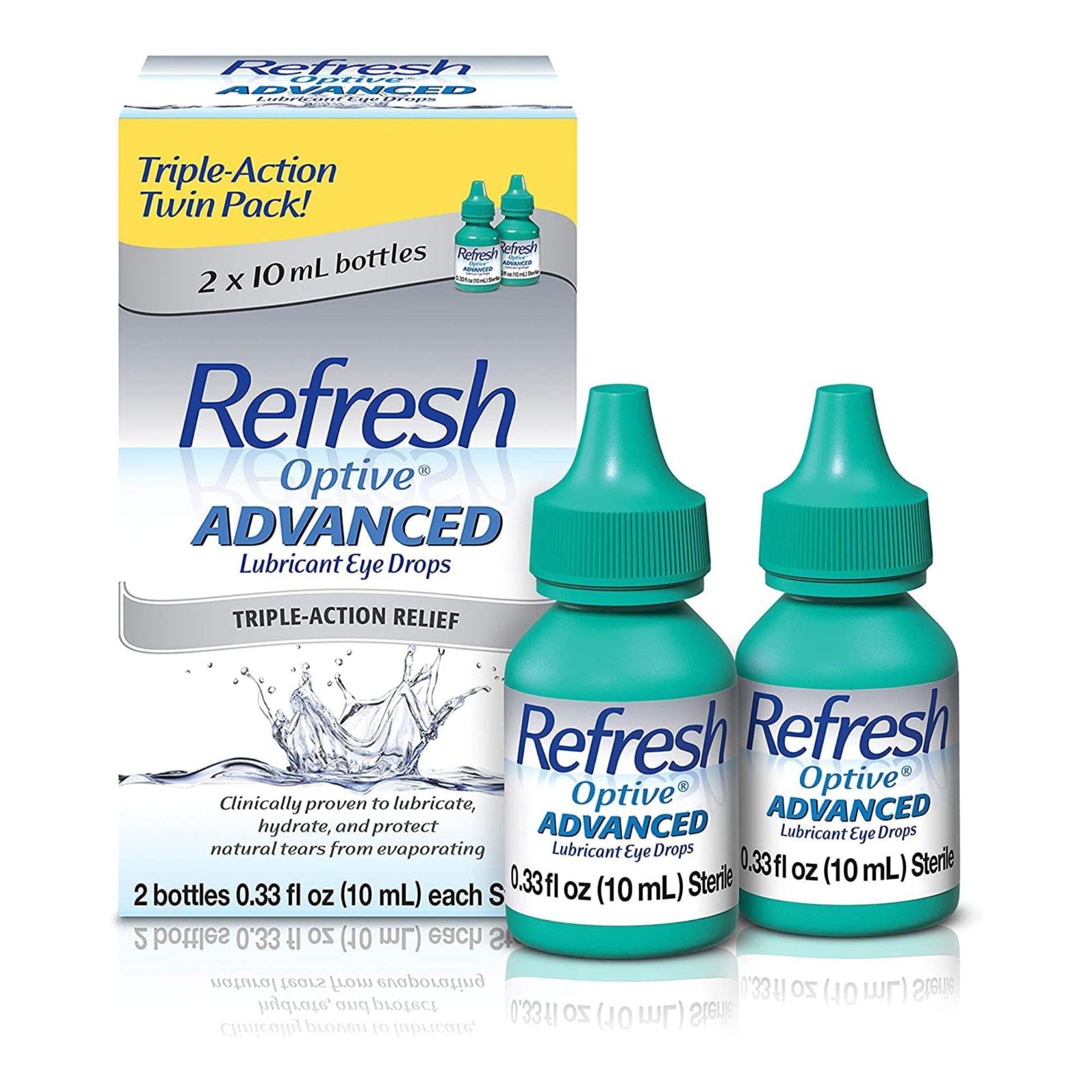 Refresh Optive, Eye Drops, Lubricant, Advanced, Triple-Action Relief, 0.33 Fl Oz