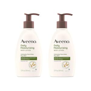 Aveeno Daily Moisturizing Body Lotion Pump Intensely Nourishes Dry Skin Fragrance Free 12 Fl Oz