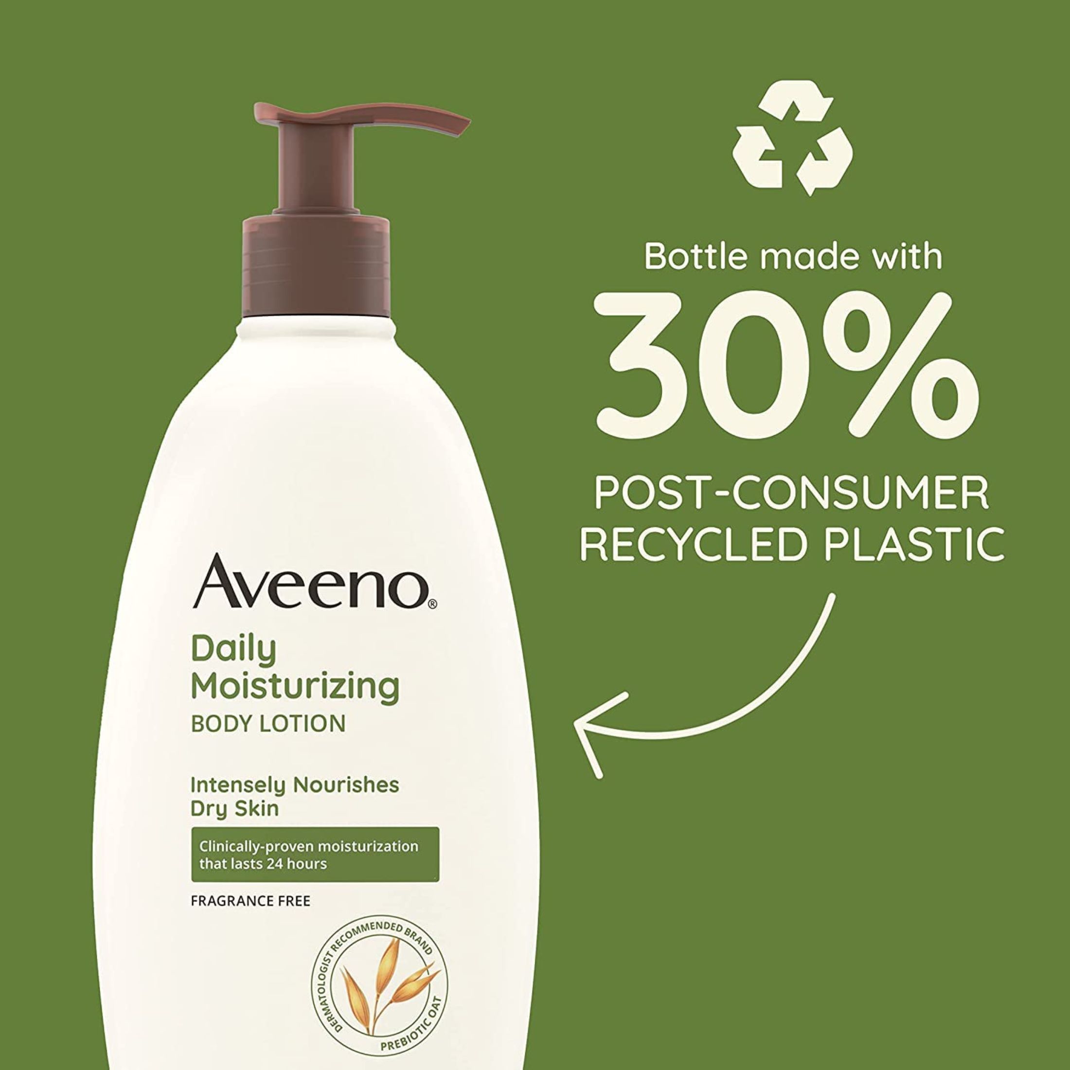 Aveeno Daily Moisturizing Body Lotion Pump Intensely Nourishes Dry Skin Fragrance Free 12 Fl Oz