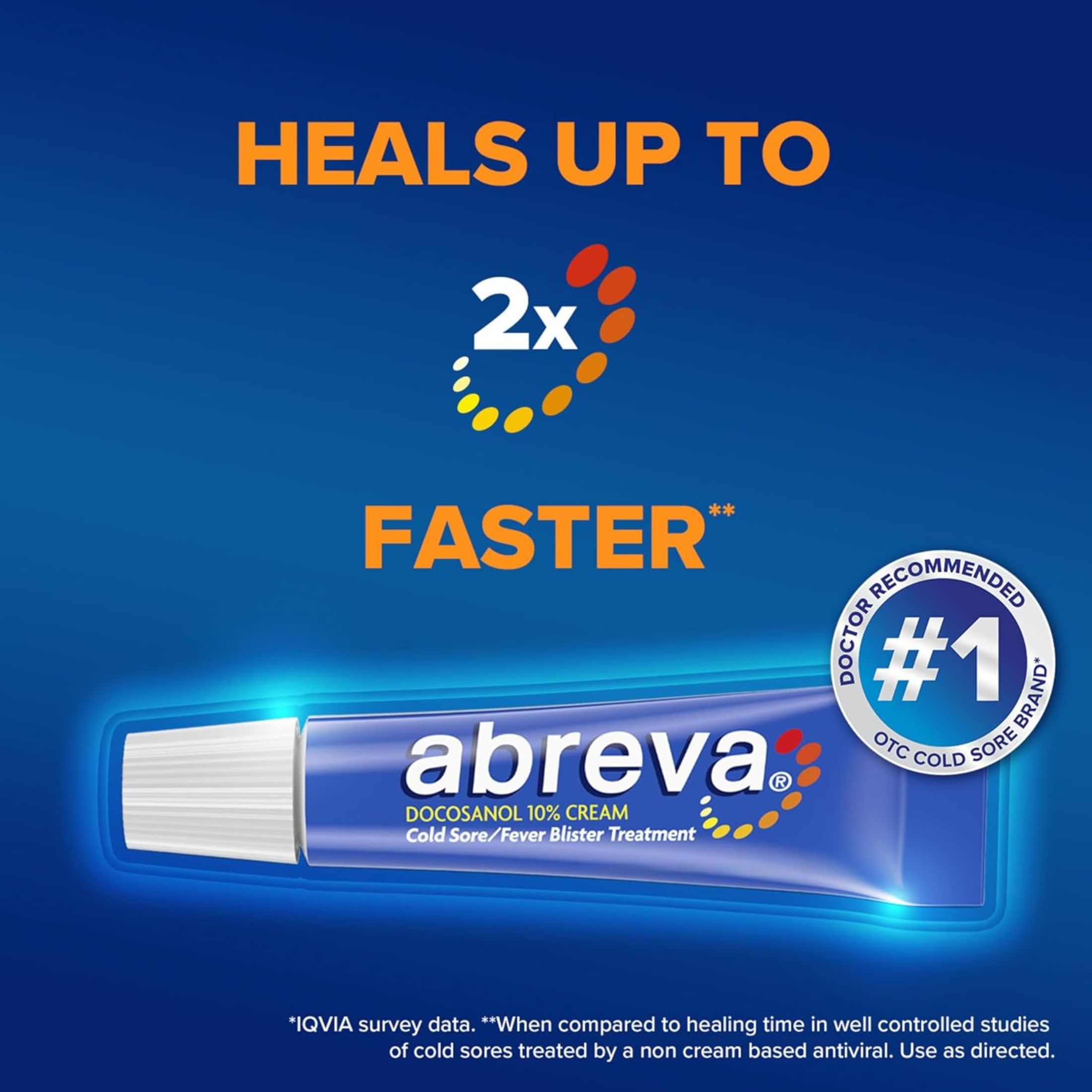 Abreva Docosanol 10% Cream Cold Sore / Fever Blister Treatment Tube - 0.07 Ounce
