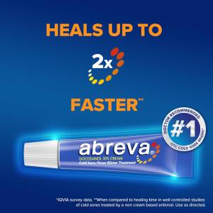 Abreva Docosanol 10% Cream Cold Sore / Fever Blister Treatment Tube - 0.07 Ounce