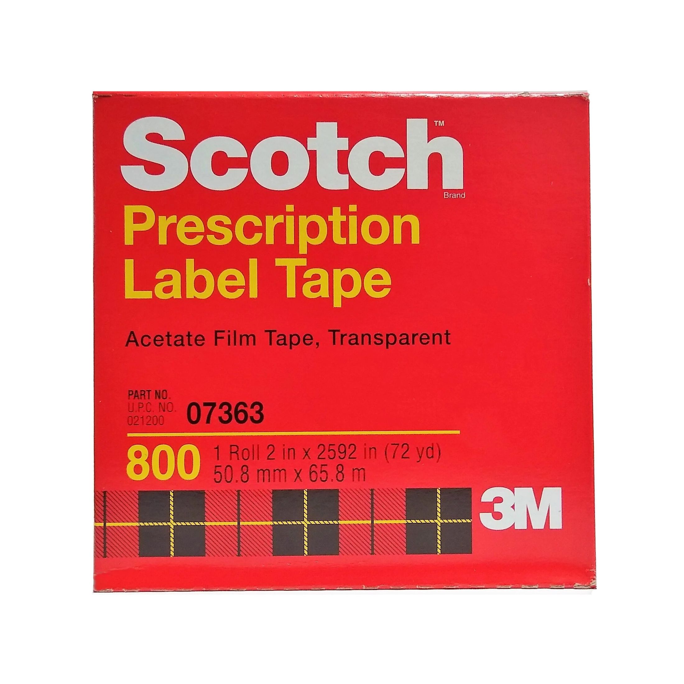 3M Scotch Prescription Label Tape 800 Clear, 2 In X 72 Yd, 6 Rolls/Bag