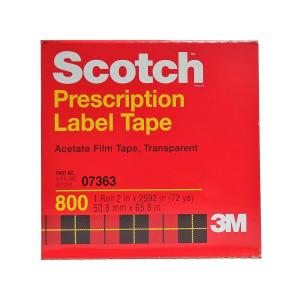 3M Scotch Prescription Label Tape 800 Clear, 2 In X 72 Yd, 6 Rolls/Bag