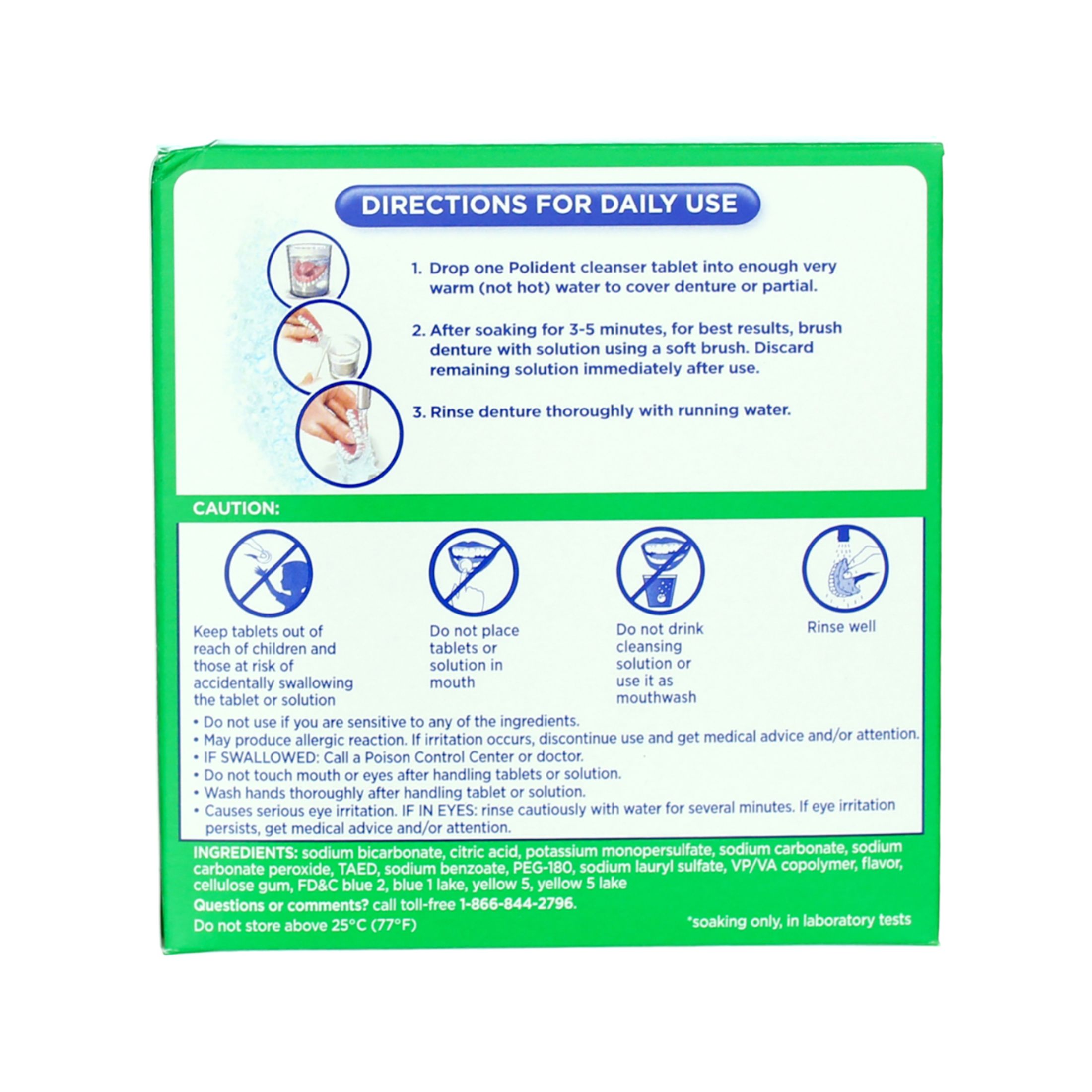 Polident 3 Minute Triple Mint Antibacterial Denture Cleanser Effervescent Tablets