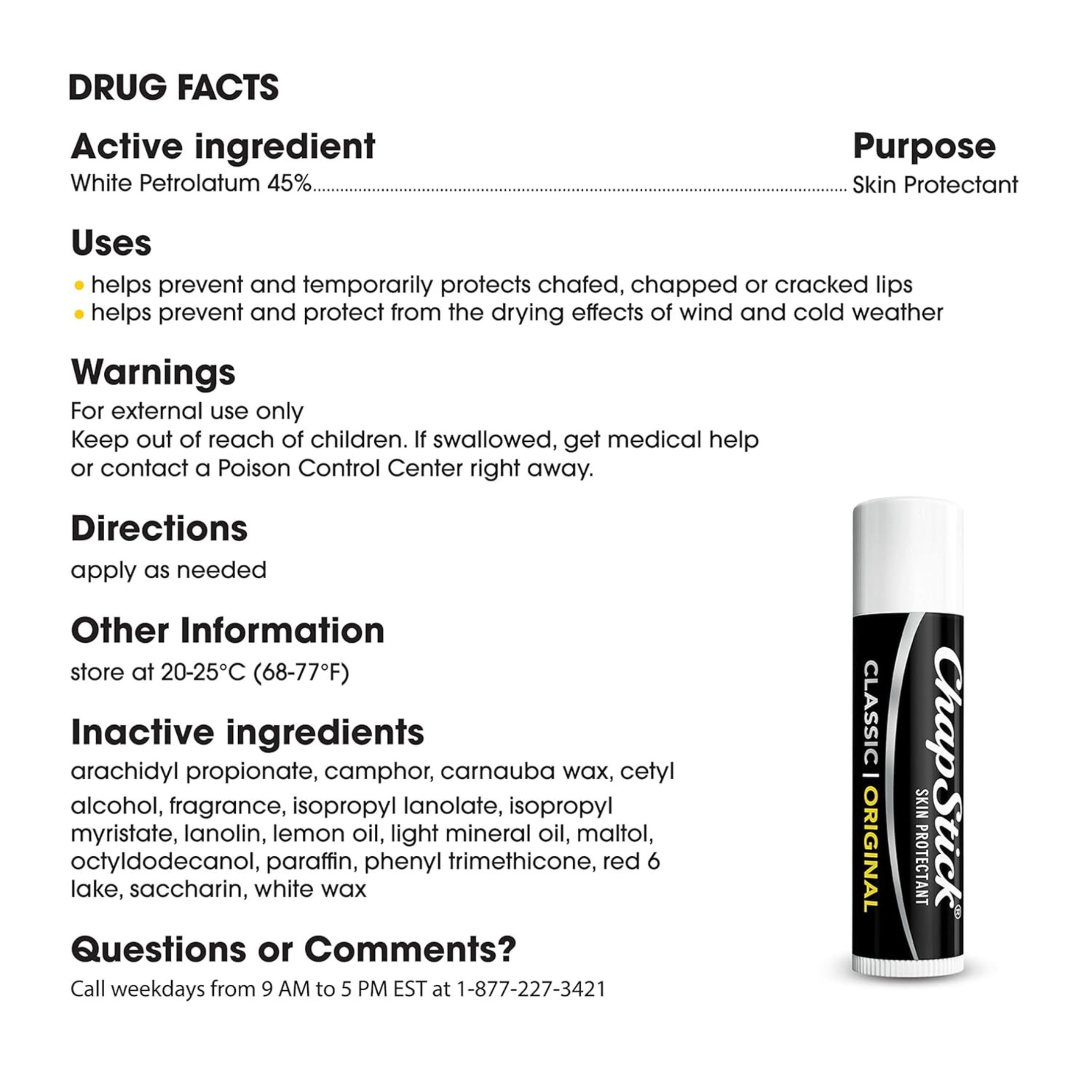 ChapStick Classic Original Skin Protectant Lip Balm