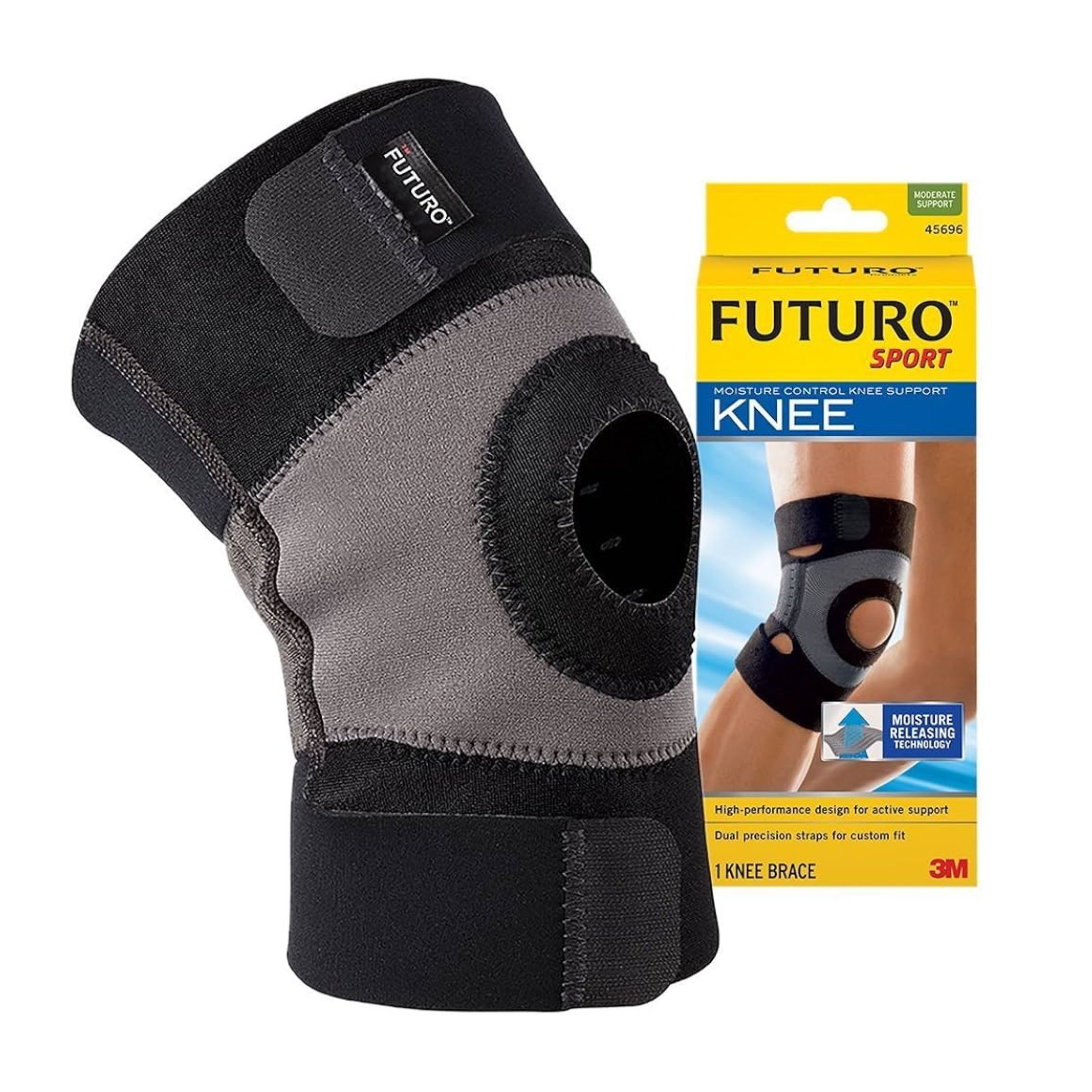 Futuro Moisture Control Knee Support Brace, Black, Large