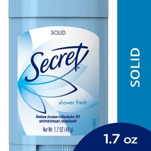 Secret Wide Solid Antiperspirant And Deodorant, Shower Fresh, 1.7 Oz