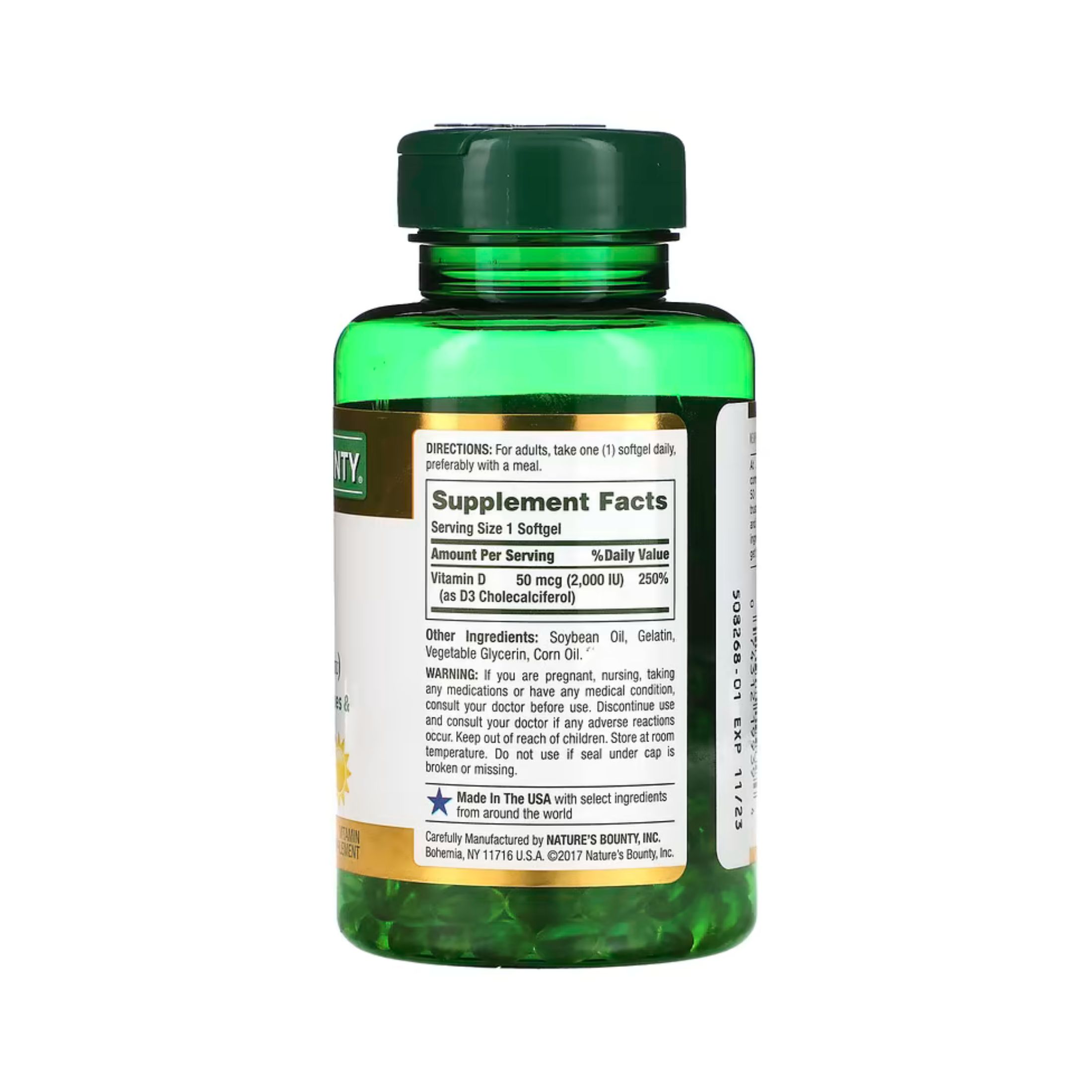 Nature's Bounty Immune Health Vitamin D3 Rapid Release Softgels, 50 Mcg