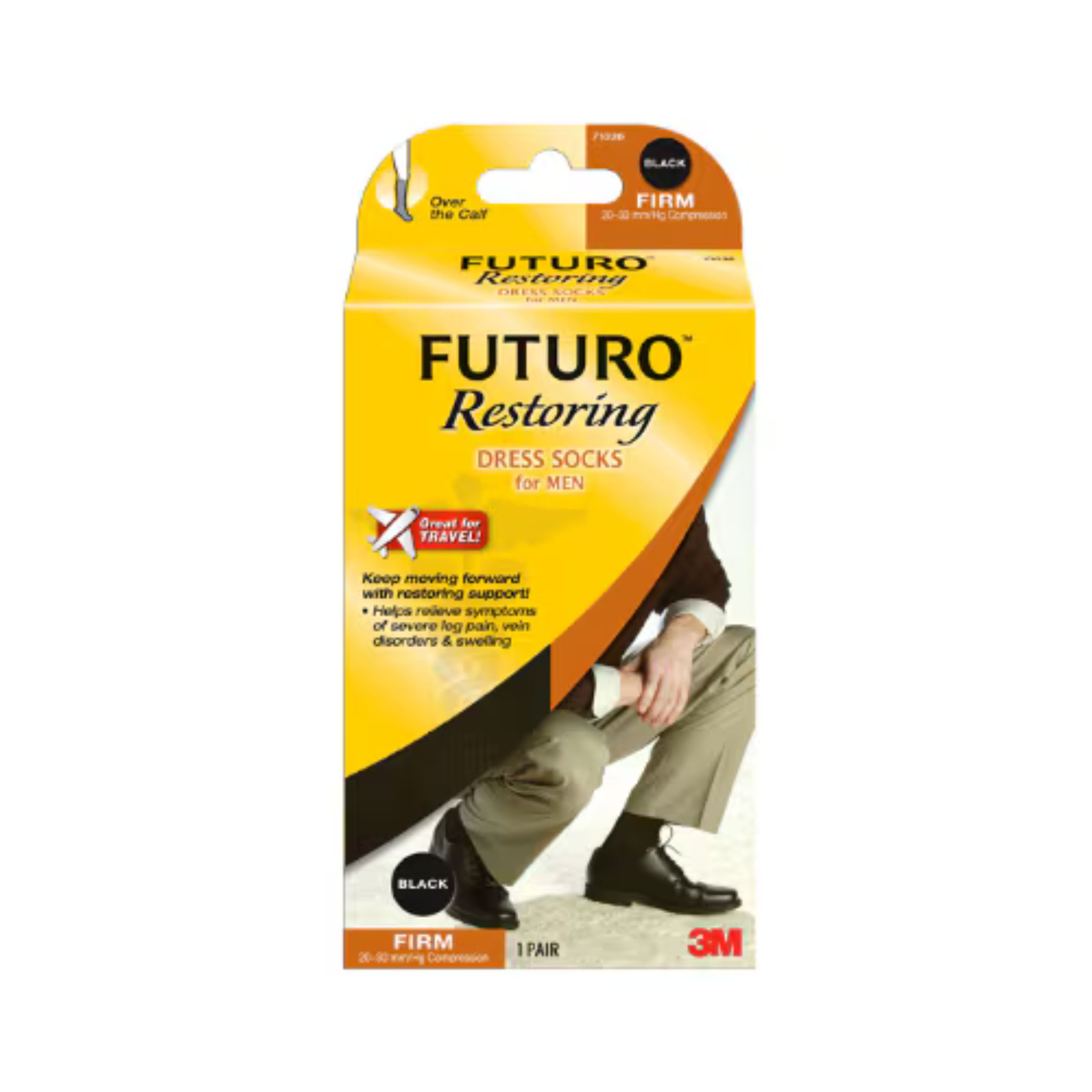 3M FUTURO Restoring Dress Socks For Men, 71037EN, X-Large, Black