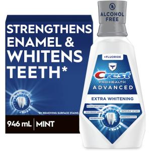 Crest Pro-Health Advanced Mouthwash, Alcohol Free, Extra Whitening, Energizing Mint Flavor, 946 mL (32 Fl Oz)