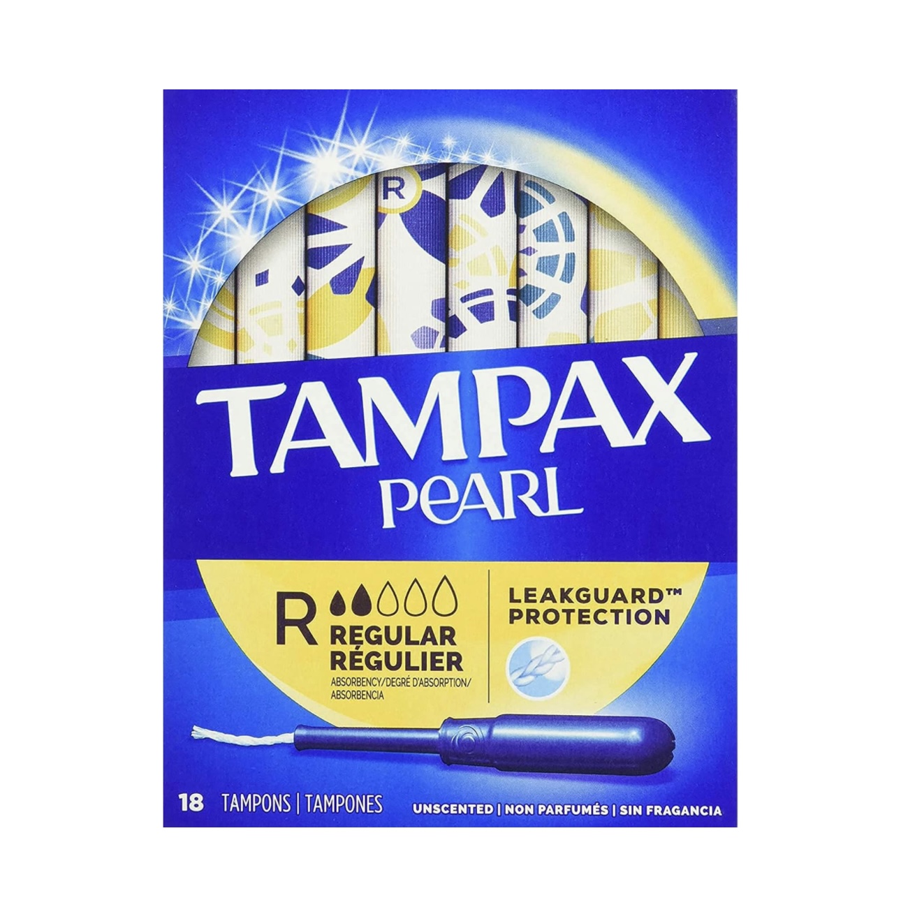 Tampax Pearl Tampons Plastic Applicator Regular Absorbency Unscented