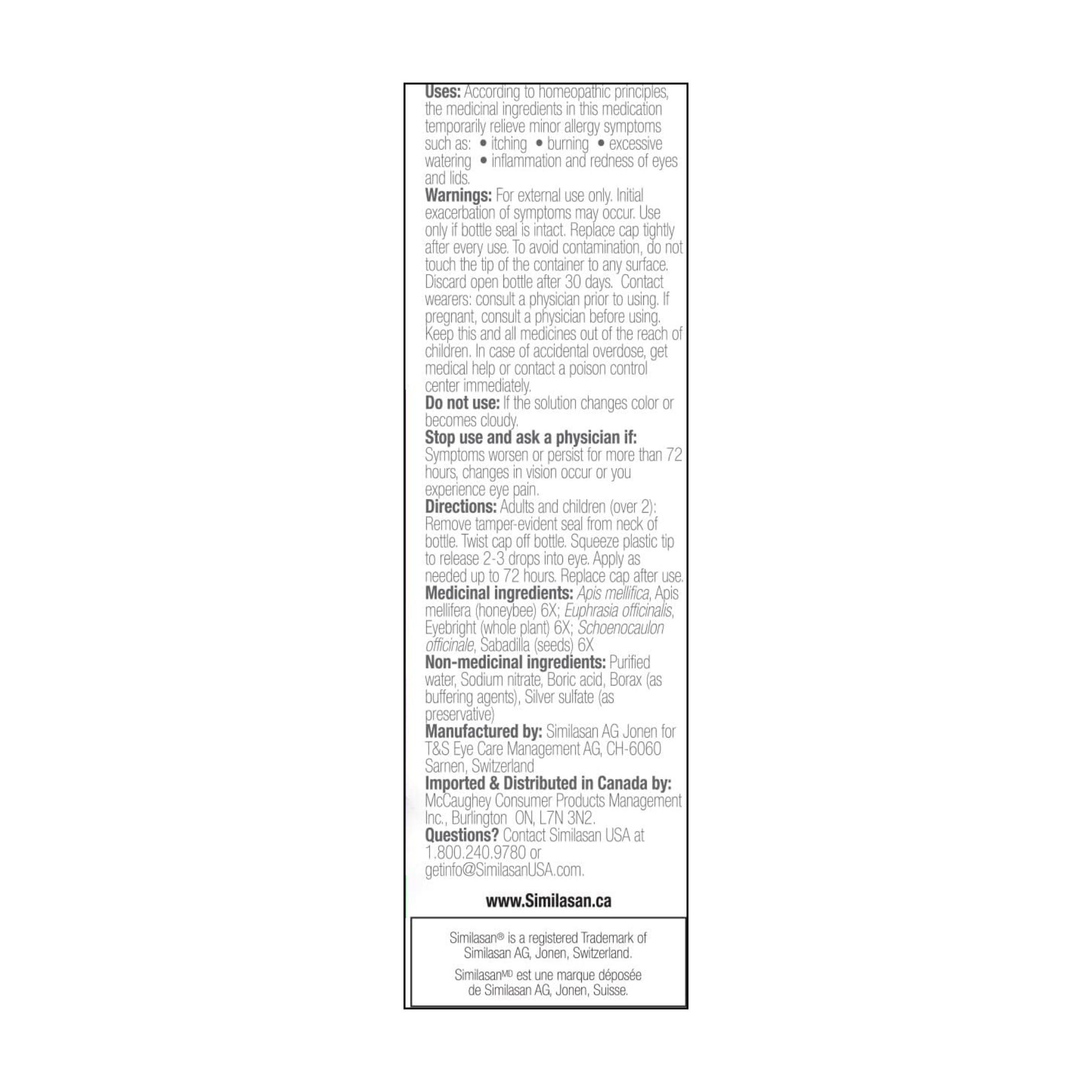 Similasan Allergy Eye Relief Drops – 0.33 Oz