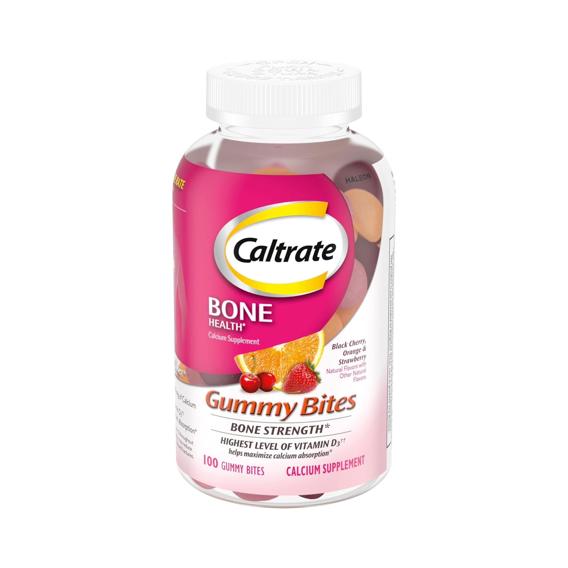 Caltrate Gummy Bites 500 Mg Calcium And Vitamin D Supplement, Black Cherry, Strawberry, Orange
