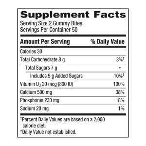 Caltrate Gummy Bites 500 Mg Calcium And Vitamin D Supplement, Black Cherry, Strawberry, Orange