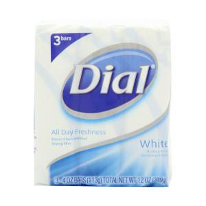Dial Bar Soap, Deodorant, Refresh & Renew, Antibacterial, White