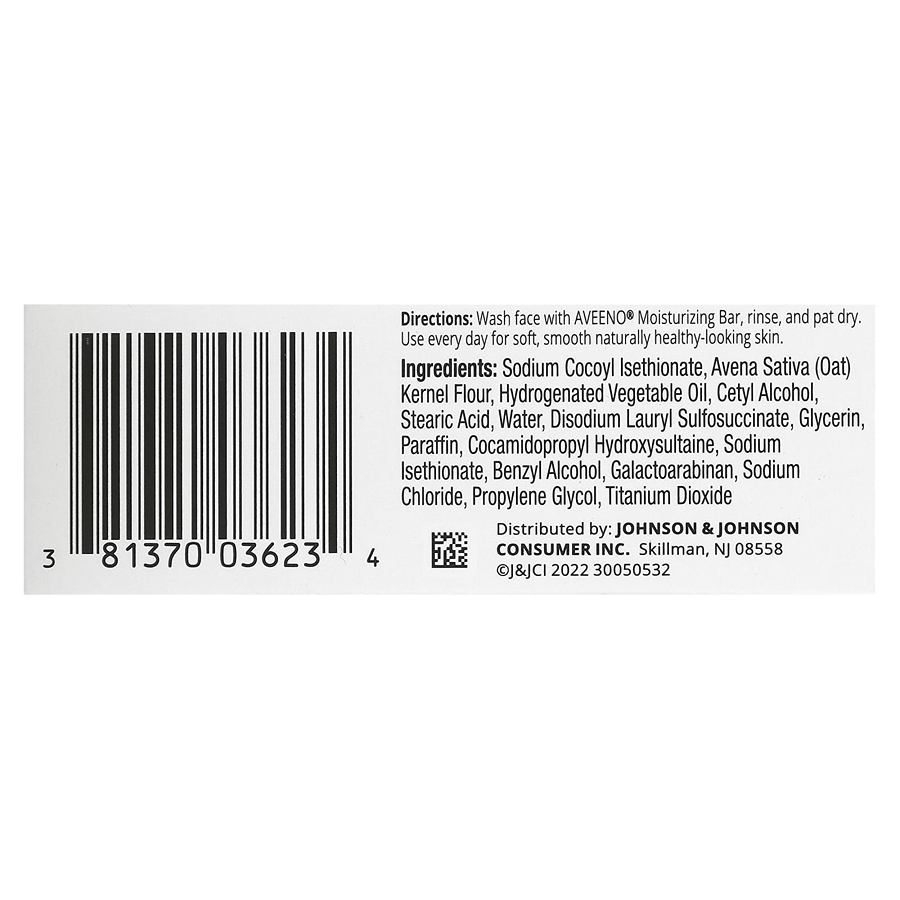 Aveeno Moisturizing Bar For Dry Skin - Fragrance Free