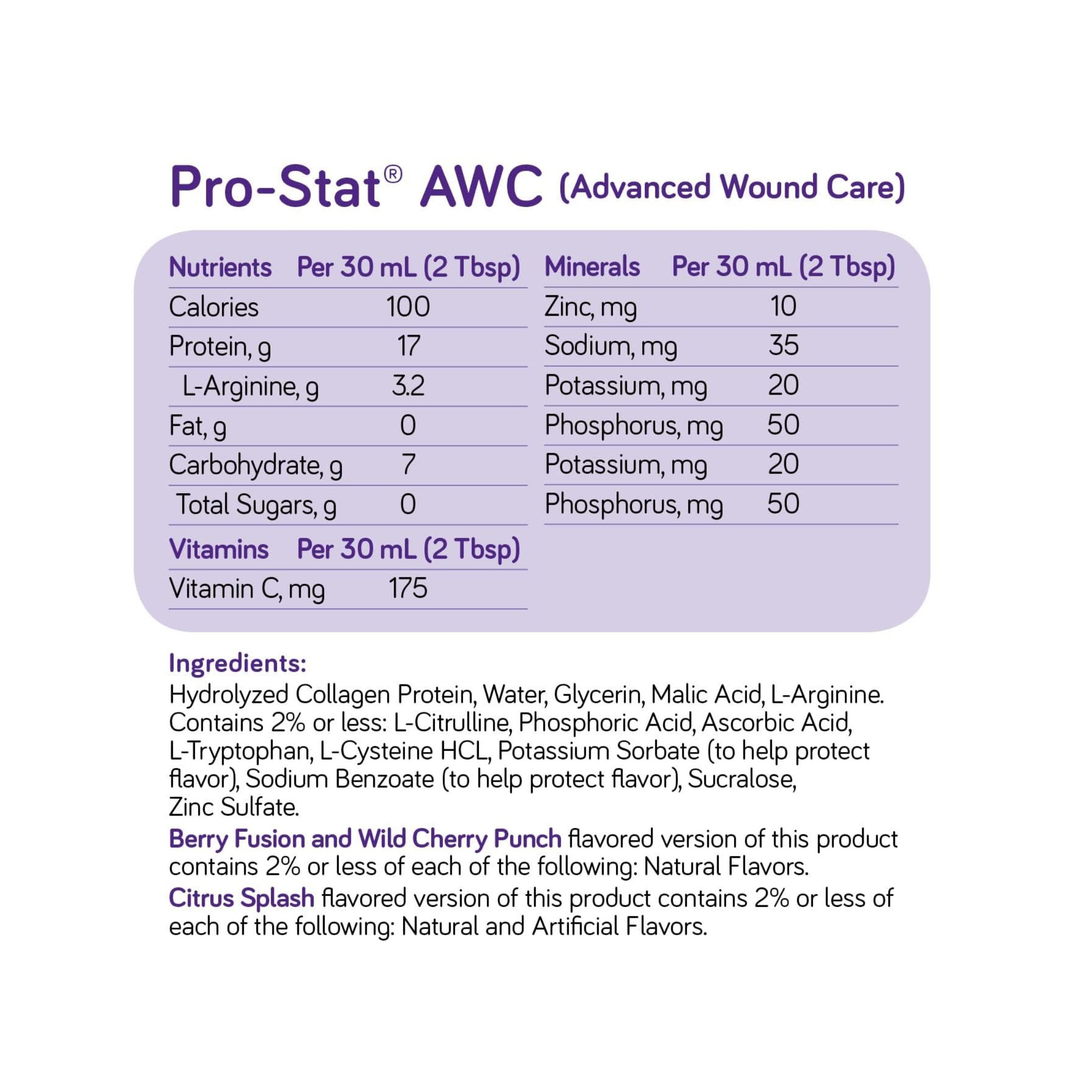 Pro-Stat Sugar Free AWC Liquid Protein Supplement Wild Cherry Punch - 4 X 30oz