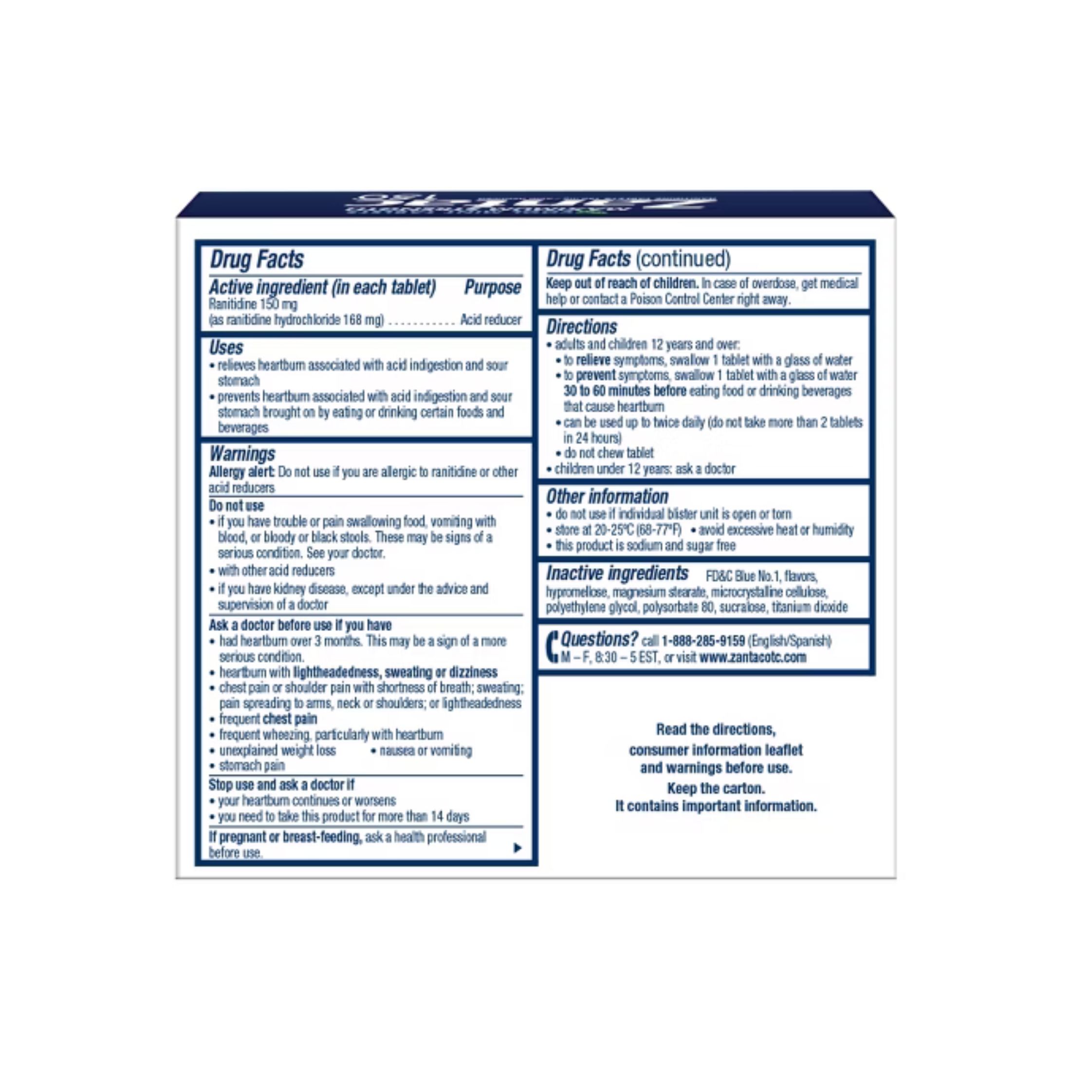 Zantac 150 Acid Reducer, Sugar Free, Maximum Strength, Tablets, Cool Mint