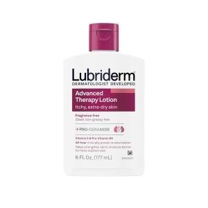 Lubriderm Advanced Therapy Fragrance-Free Moisturizing Lotion With Vitamins E And Pro-Vitamin B5, Intense Hydration For Extra Dry Skin, Non-Greasy Formula, 6 Fl. Oz