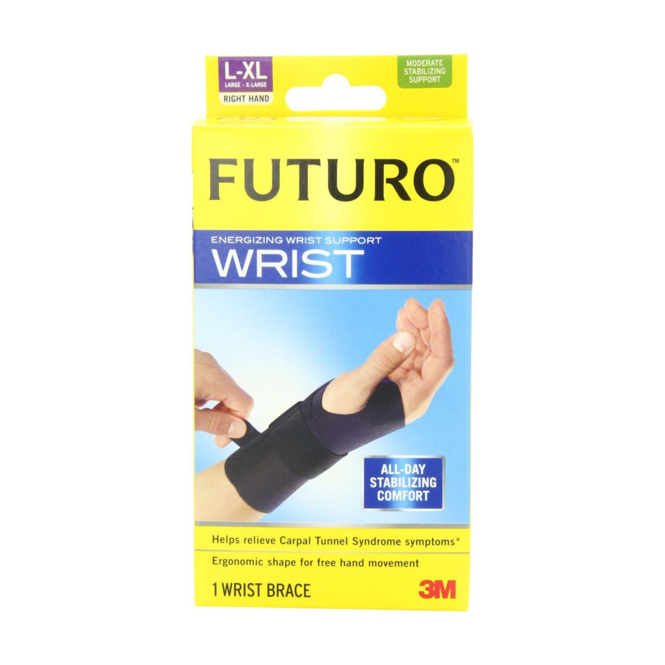 Futuro Wrist Brace, Energizing, Moderate Stabilizing Support, Right Hand, L-XL