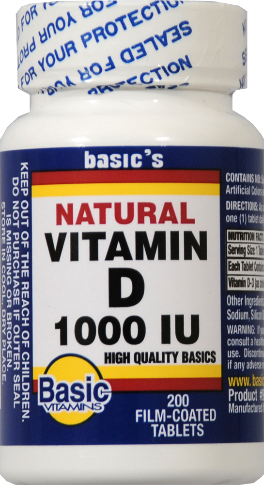 Basic Vitamins Vitamin D-3 1000 IU Film-Coated Tablets