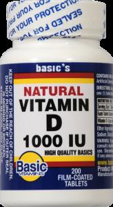 Basic Vitamins Vitamin D-3 1000 IU Film-Coated Tablets