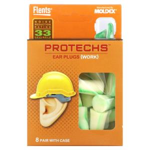 Flents Protechs Work Ear Plugs - 8 Pair With Case