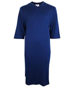 Silverts Mens Easy Touch Open Back Nursing Home Nightgown - Navy SMA