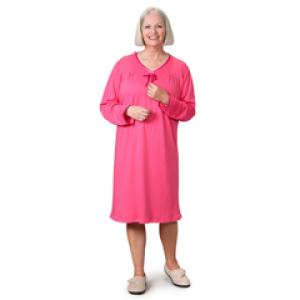 Silverts Women's Antimicrobial Open Back Nightgown Pink