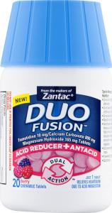Duo Fusion Acid Reducer + Antacid, Chewable Tablets, Berry