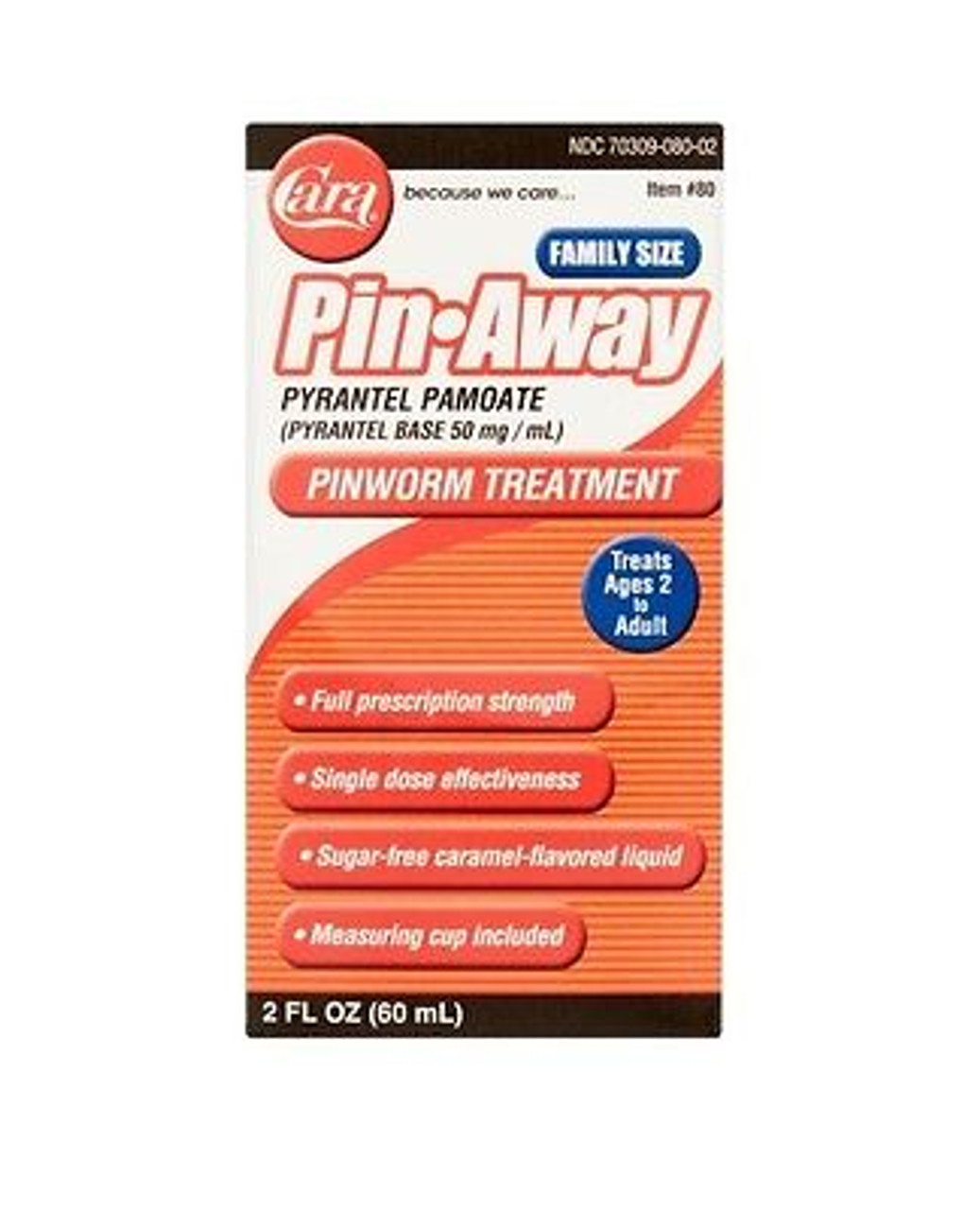 Cara Pin-Away Pinworm Treatment, Family Size, 2 Oz
