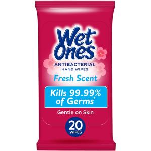 Wet Ones Antibacterial Hand Wipes Travel Pack, Fresh Scent, 20ct