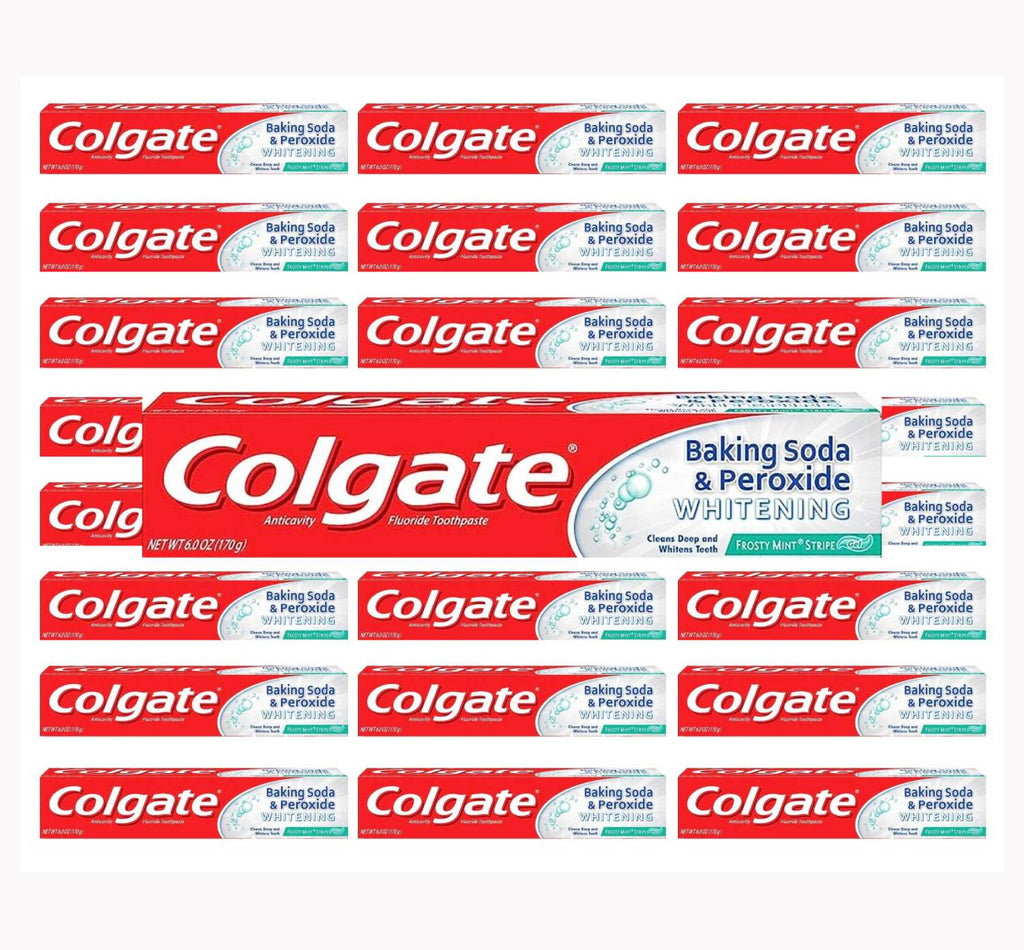 Colgate Gel Anticavity Fluoride, Baking Soda & Peroxide Whitening Frosty Mint Stripe Toothpaste 6 Oz