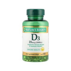 Nature's Bounty Vitamin D3, 25 Mcg (1000 IU), 250 Rapid Release Softgels