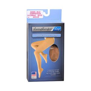Loving Comfort Support Knee High Stockings X-Firm Open Toe Beige Large 1 Pair