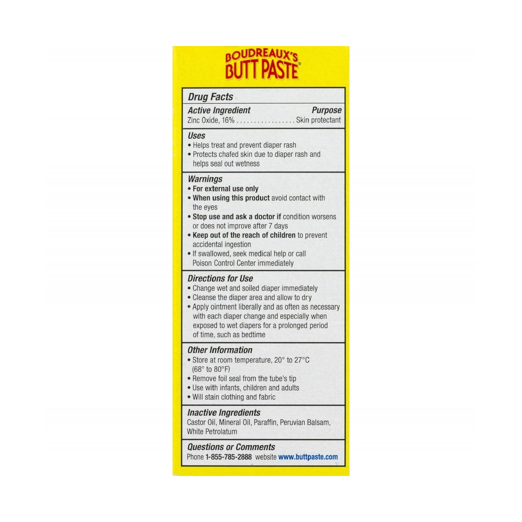 Boudreaux's Butt Paste Original Diaper Rash Ointment 2 Oz. Box