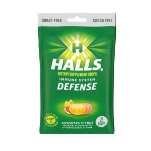 Halls Defense Vitamin C Sugar Free Assorted Citrus Supplement Drops